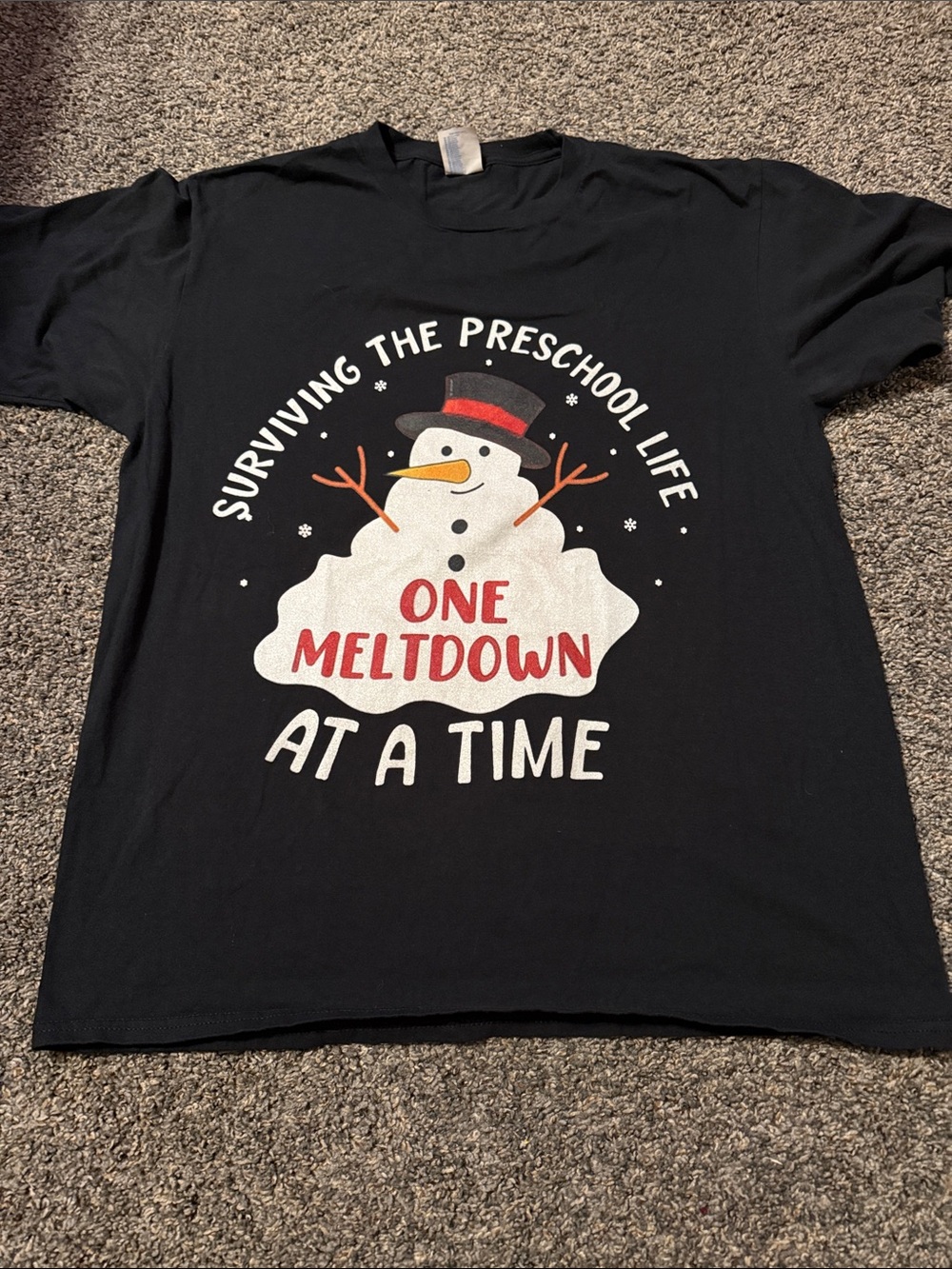 Surviving the Preschool Life Black Snowman Tee - ONE MELTDOWN AT A TIME